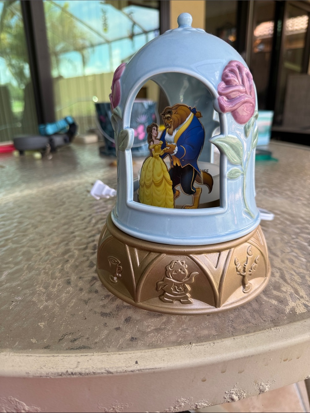 Disney Beauty and the Beast Blue, Gold, Pink Figurine Night Light - Picture 3 of 7